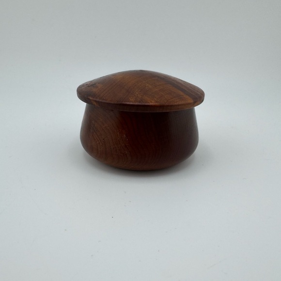 Burl‎ Mushroom Wooden Trinket Box Handmade - Picture 1 of 7